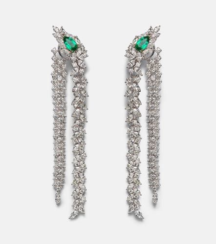 Reign Supreme 18kt white gold drop earrings with diamonds and emeralds - Yeprem - Modalova