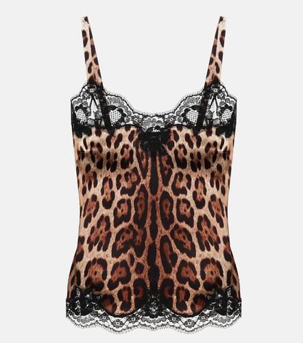 Leopard-print silk-blend camisole - Dolce&Gabbana - Modalova