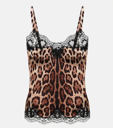 Leopard-print silk-blend camisole - Dolce&Gabbana - Modalova