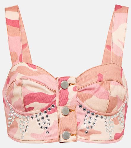 Camouflage embellished cotton bralette - Alessandra Rich - Modalova