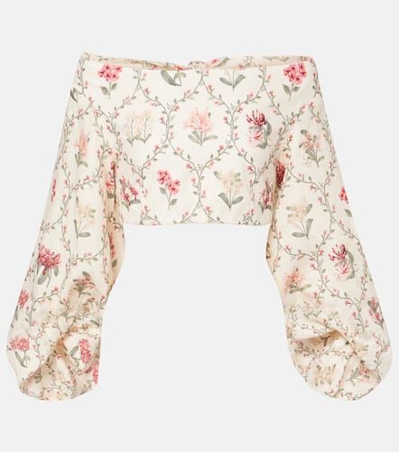 Top raccourci en lin à fleurs - Agua by Agua Bendita - Modalova