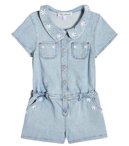 Jumpsuit corta in denim ricamata - Tartine et Chocolat - Modalova