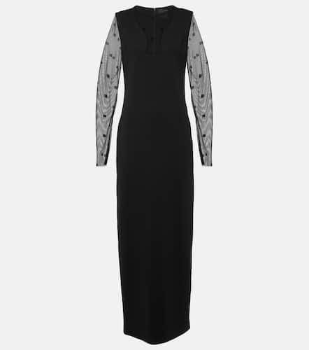 Vestido largo de malla y jersey con logo - Givenchy - Modalova