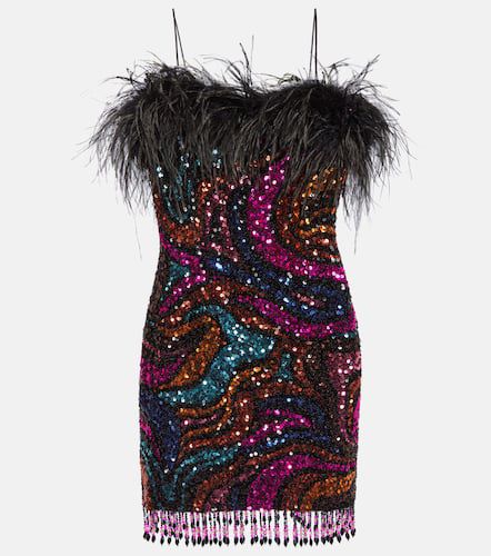 Kiki sequined feather-trimmed minidress - Rebecca Vallance - Modalova