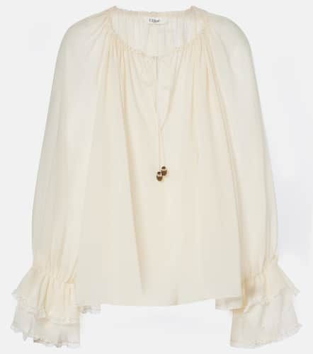 Chloé Blusa de georgette de seda con volantes - Chloe - Modalova