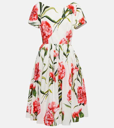 Floral A-line cotton midi dress - Dolce&Gabbana - Modalova