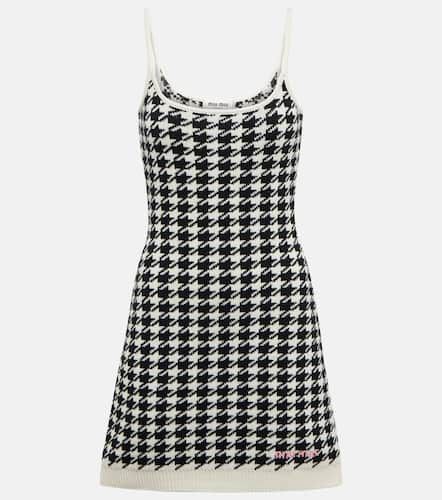 Houndstooth cashmere minidress - Miu Miu - Modalova