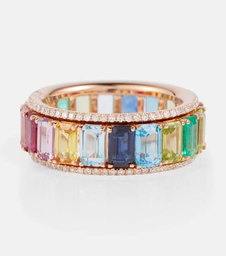 Rainbow PavÃ© Border Eternity 18kt gold ring with diamonds and gemstones - Shay Jewelry - Modalova