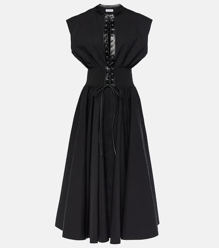 Alaïa Robe longue en coton et cuir - Alaia - Modalova