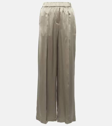 Mid-rise silk satin wide-leg pants - Loewe - Modalova