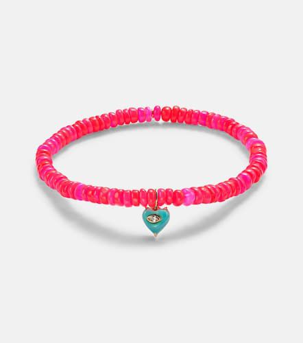 Heart 14kt gold bracelet with diamond and turquoise - Sydney Evan - Modalova