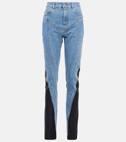 High-Rise Slim Jeans mit Jersey - Mugler - Modalova