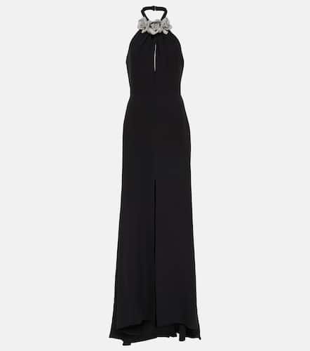 Floral-appliqué cutout front-slit gown - Valentino - Modalova