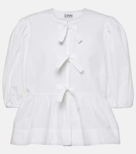 Bow-detail cotton poplin blouse - Ganni - Modalova
