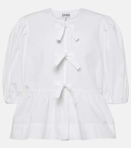 Bow-detail cotton poplin blouse - Ganni - Modalova