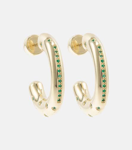 Peggy 14kt hoop earrings with emeralds - Lauren Rubinski - Modalova