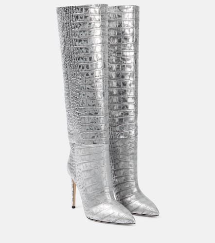 Snake-effect leather knee-high boots - Paris Texas - Modalova