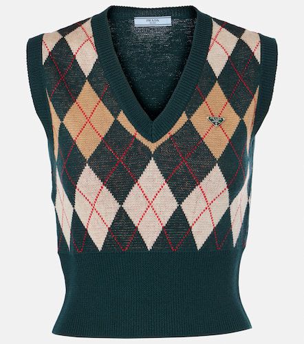 Argyle virgin wool sweater vest - Prada - Modalova