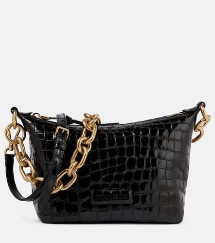 Croc-effect leather shoulder bag - Miu Miu - Modalova