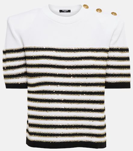 Balmain Embellished striped top - Balmain - Modalova