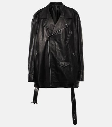 Oversized leather biker jacket - Rick Owens - Modalova