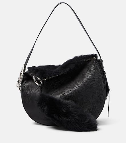 Knight Medium leather and shearling shoulder bag - Burberry - Modalova