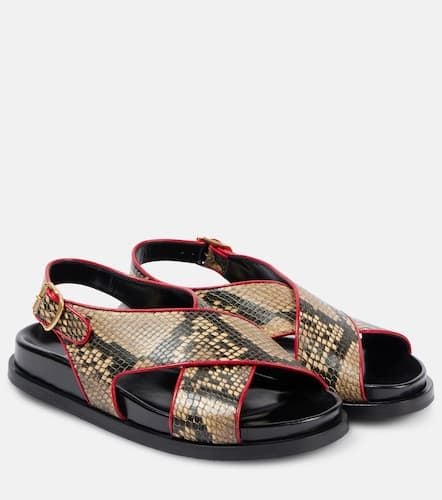 Snake-effect leather slingback sandals - Dries Van Noten - Modalova