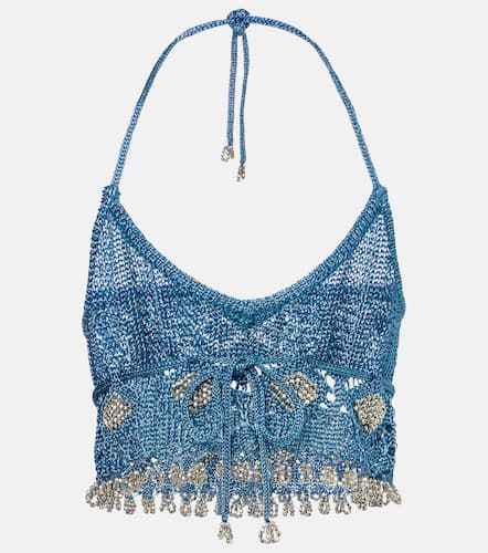 Crochet embellished lame crop top - Rabanne - Modalova
