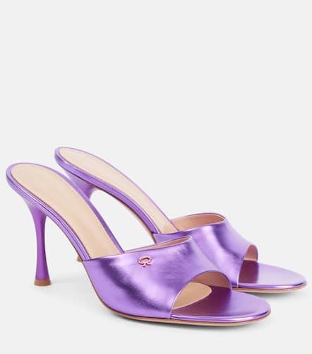 Logo metallic leather mules - Gianvito Rossi - Modalova