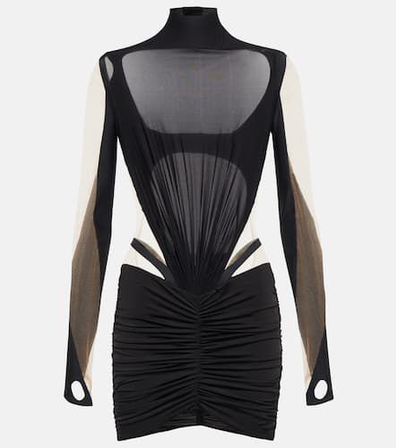 Mesh and jersey-paneled minidress - Mugler - Modalova