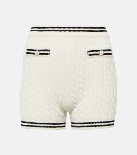 Striped cable-knit cotton shorts - Alessandra Rich - Modalova