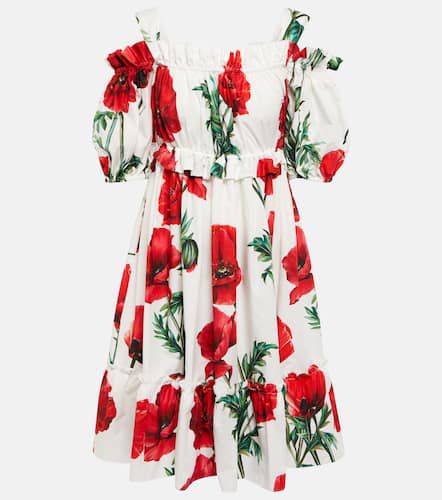 Floral off-shoulder cotton midi dress - Dolce&Gabbana - Modalova