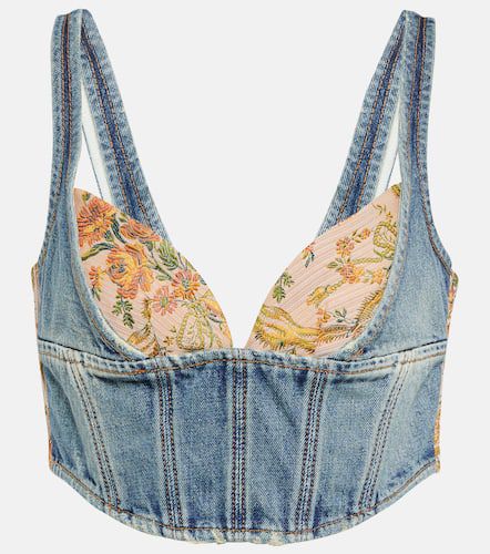 Bedrucktes Bustier-Top aus Denim - Alessandra Rich - Modalova