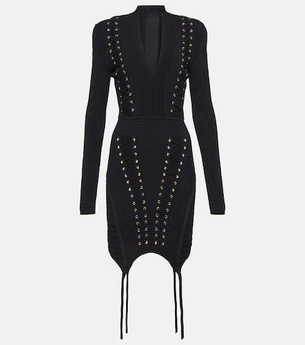 Balmain Lace-up knit minidress - Balmain - Modalova