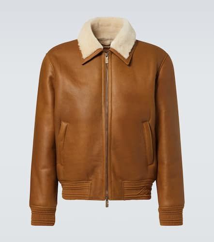 Bomber in pelle con shearling - Burberry - Modalova