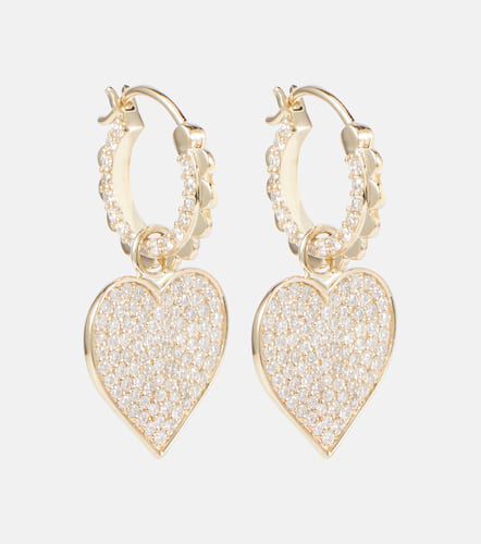Kt scalloped heart charm hoop earrings with diamonds - Sydney Evan - Modalova