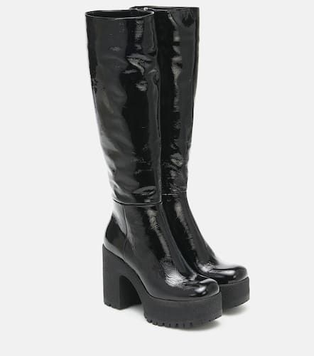 Leather platform knee-high boots - Miu Miu - Modalova