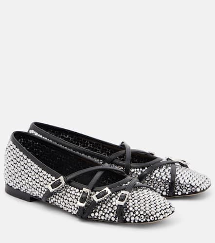 Crystal-embellished mesh ballet flats - Mach & Mach - Modalova