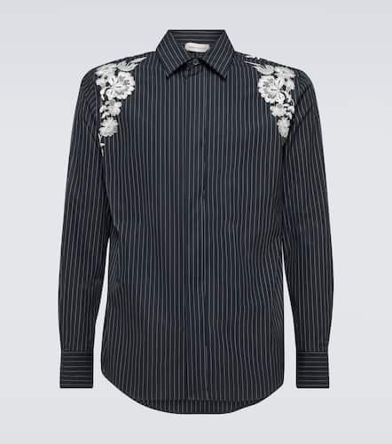 Embroidered pinstripe cotton-blend shirt - Alexander McQueen - Modalova