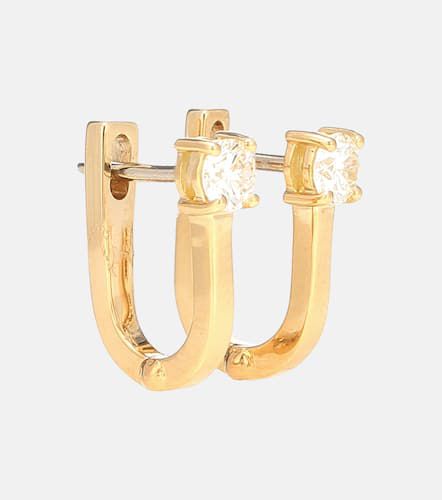Aria U Huggie 18kt hoop earrings with diamonds - Melissa Kaye - Modalova