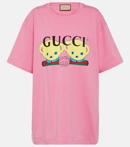 T-shirt in jersey di cotone con stampa - Gucci - Modalova