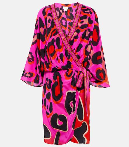 Giraffe-print silk wrap dress - Camilla - Modalova