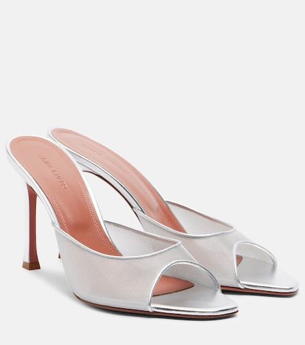Mules Alexa de malla con piel - Amina Muaddi - Modalova