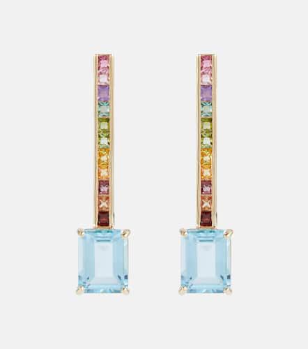Kt gold earrings with topaz and sapphires - Mateo - Modalova