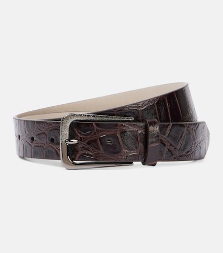 Croc-effect leather belt - Brunello Cucinelli - Modalova