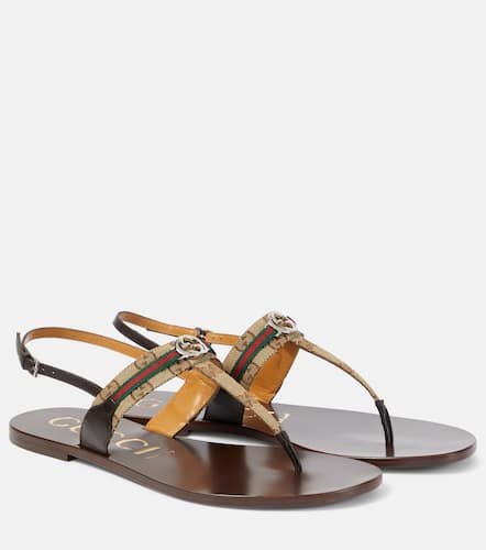 Sandalias de piel con GG y Web - Gucci - Modalova