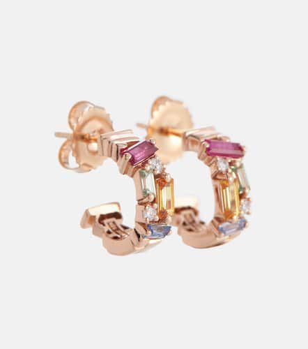 Argollas Rainbow de oro rosa de 18 ct con diamantes y zafiros - Suzanne Kalan - Modalova