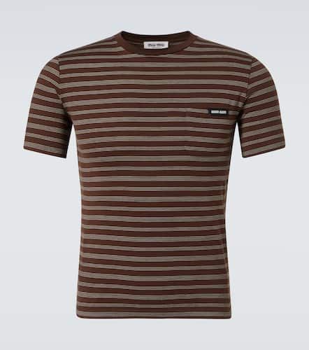 Striped cotton jersey T-shirt - Miu Miu - Modalova