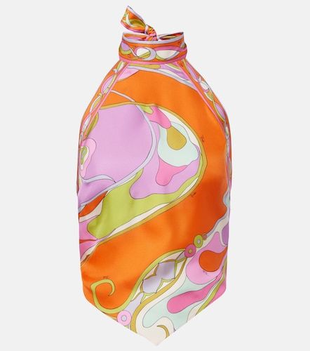 Orchidee halterneck silk twill top - Pucci - Modalova