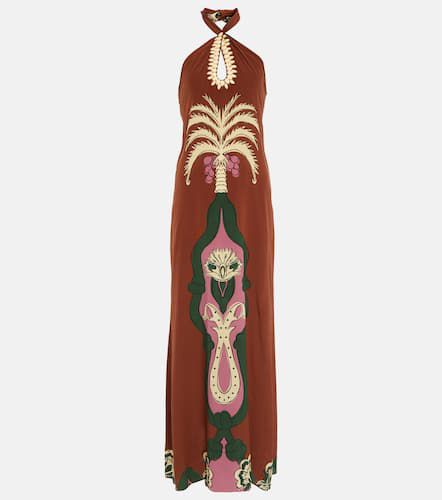 Vestido largo en crepé de china bordado - Johanna Ortiz - Modalova